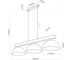 TKKRYWULT pakabinamas šviestuvas Tk Lighting Oslo 4712 pakabinamas šviestuvas 3x15W E27 balta/medinė