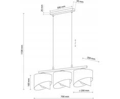 TKKRYWULT TK Lighting Grant 4824 pakabinamas šviestuvas 3x15W E27 juoda/auksinė