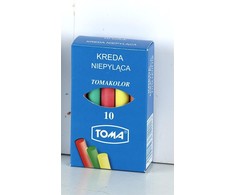 Spalvota mokyklinė kreida be dulkelių 10 vnt TOMA