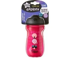 Tommee Tippee TT 44702451 Vandens butelis su šiaudeliu Girl 260ml 12+