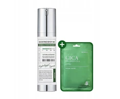 Tony Moly Skin627 „Boosting Shot 300“ + „Cica“ su žaliąja arbata lakštinės kaukės rinkinys: veido serumas 50 ml + lakštinė kaukė 22 ml