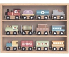 Tooky Toys Tooky žaisliniai medinių transporto priemonių vagonai su magnetu
