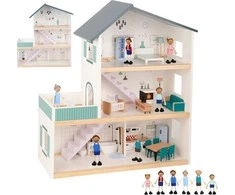 Tooky Toys Medinis TOOKY TOY lėlių namas su figūrėlėmis