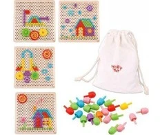 Tooky Toys Žaislų žaislas „Mosaika Montessori“ dėlionė su „Pinski“ kištuku 88 EL.