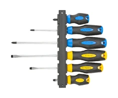 Atsuktuvų komplektas TOPEX 6 vnt. + laikiklis (5x38mm, 5x100mm, 6.5x150mm, PH1x100mm, PH2x38mm, PH2x150mm)