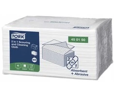TORK – 2 viename daugkartinio naudojimo šveitimo ir valymo šluostės, baltos, 45 vnt.