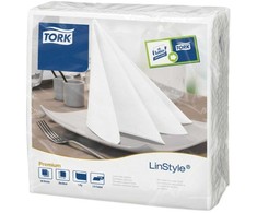 Tork Tork LinStyle – aukščiausios kokybės vakarienės servetėlės – baltos