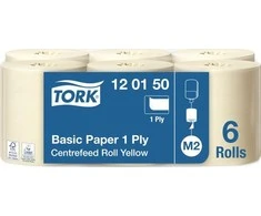 Grite Tork - Popierinė valymo šluostė rulone, 1 sluoksnio, universali - Geltona