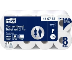 Tork Tork – įprastas minkštas tualetinio popieriaus ritinys, baltas, 2 sluoksnių – pažangus