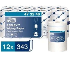 Popieriniai rankšluosčiai TORK, 473246, REFLEX MINI M3, 1.sl., 19.8 x 35 cm, 120 m/rul., balta sp.