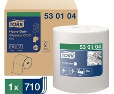 Tork - Daugiafunkcinė neaustinė valymo šluostė sunkiai nešvarumams, 1 sluoksnio, aukščiausios kokybės, W1 - balta