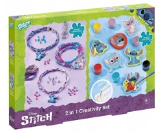 Totum : Disney Stitch – 2 in 1 kūrybiškumo rinkinys (modelio dažai ir apyrankių pakabukai) (TT700178)