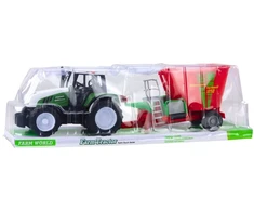 Lean Toys Žalias traktorius su priekaba ir pašarų maišytuvu