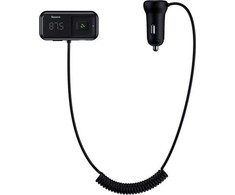 Transmiteris Baseus T-Typed S-16 Bluetooth MP3 grotuvas/FM bangų moduliatorius (laisvų rankų įranga,Micro SD,LCD,2xUSB Quick Charge 2.1A įkroviklis) juodas CCTM-D01