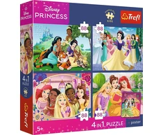 Trefl Dėlionė 4x88 vnt. - Disney princesės + kolekcinis plakatas