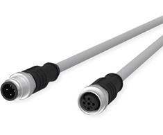 Triton METZ CONNECT M12 jutiklio/pavaros kabelis, kodas A, M12 kištukas tiesus - M12 lizdas tiesus, pilkas, 2 m