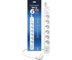 KERG ilgintuvas su automatiniu jungikliu – 6 lizdai USBC+USBA 16A 3m