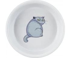 Trixie Bowl, katėms, pilkai, keramikos, 0,25l / 13cm, su katės atspaudu