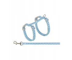 Trixie katėms skirtas petnešos su pavadėliu, katėms, taškuoti, 28–45 cm / 10 mm, 1,20 m, mėlynos