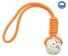 Trixie Light &amp; Strong, kamuoliukas su virvute, žaislas, šuniui, balta/wielokolorowa, EPS, o 7,5 cm / 40 cm