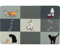 TRIXIE Patchwork Cat Kilimėlis dubenėliams, 44x28 cm, pilka