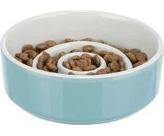 Trixie Slow Feeding, keraminis dubuo, šunims/katėms, pilka/mėlyna, 1,1 l/17 cm, sulėtina ėdimą