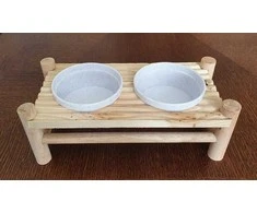 Trixie Stovas su dubenimis graužikams ir triušiams, medinis/plastikas, 24x10x8,5cm/2x150ml