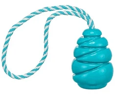 Trixie Super Strong kamuoliukas skacząca su virvute, žaislas, šuniui, jasnoniebieska, TPR, 36,5 cm / 7,9 cm