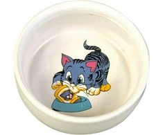 Trixie Dubenėlis su nupieštu katinu, keramika, 0.3 l/ 11 cm, baltas