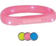 Trixie LED antkaklis USB, platus, silikonas, M-L: 50 cm/18 mm, žalias