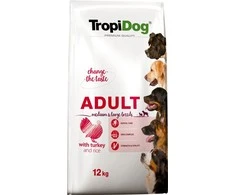 TROPIDOG Premium Adult Medium &amp; Large kalakutienė su ryžiais - sausas šunų maistas - 12 kg