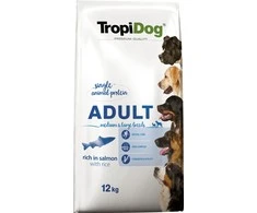 TROPIDOG Premium Adult Medium &amp; Large lašiša su ryžiais - sausas šunų maistas - 12 kg