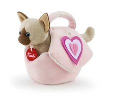 Trudi Pliušinis žaislas - kačiukas rožiniame krepšyje, 20 cm