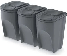 Prosperplast Sortibox rūšiavimo šiukšliadėžė 3 x 35 l, pilka (IKWB35S3-405U)