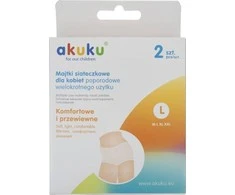 Akuku daugkartinės tinklinės kelnaitės po gimdymo, dydis - L, 2 vnt. А0233