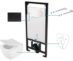 Potinkinis WC komplektas Deante Anemon 6in1, CDZA6ZPW, Baltas/Nero