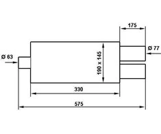 TurboWorks galinis duslintuvas TurboWorks 2x76mm įėjimas 63,5mm