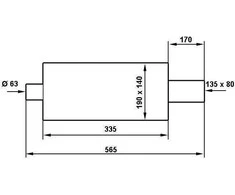 TurboWorks galinis duslintuvas TurboWorks 80x135mm įėjimo 63,5mm