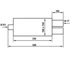 TurboWorks galinis duslintuvas TurboWorks 2x76mm įėjimas 63,5mm