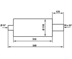 TurboWorks Galutinis duslintuvas TurboWorks 76x87mm įėjimas 57mm