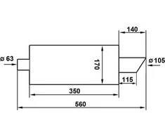 TurboWorks Galutinis duslintuvas TurboWorks 105mm įrašas 63,5mm