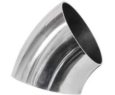 Turboworks Nerūdijančio plieno alkūnė 45 laipsnių, 70 mm storio, 1,5 mm poliruota