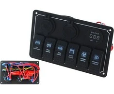 TurboWorks 12 / 24V ON- OFFx6, 1xZ, 2xUSB 3.1A, 1 LED voltas, 3xB 15A IP68 mėlyna