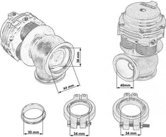TurboWorks Wastegate išorinis TurboWorks 38 mm vandeniu aušinamas 2,5 baro V-Band Mėlyna