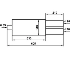 TurboWorks_D TurboWorks galinis duslintuvas 2x76mm įvestis 63,5mm