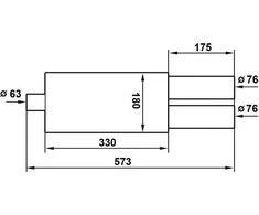 TurboWorks_D TurboWorks galinis duslintuvas 2x76mm įvestis 63,5mm