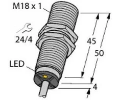 TURCK Indukcijos jutiklis M18 Sn = 8mm 10- 30V DC PNP 1Z 3- viela BI8- M18- AP6X (4615030)