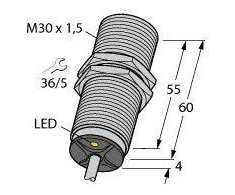 TURCK indukcinis jutiklis M30 Sn=15mm 10-30V DC PNP 1NC 3 laidų BI15-M30-AP6X (4618530)