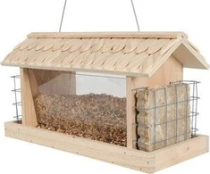 Turdus Zolux Paukščių lesyklėlė Grizzle Silo su grotelėmis, su mediniu stogeliu