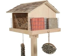Turdus Zolux Kastuvas/lesyklėlė paukščiams stovima Castor XL su stogeliu iš beržo žievės